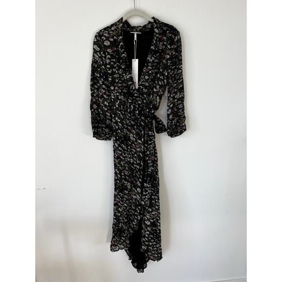 GANNI Floral Georgette Wrap Dress size 36 US 4 NWT - Picture 3 of 12